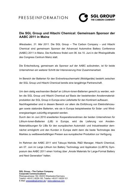Die SGL Group und Hitachi Chemical ... - Windkraft-Journal