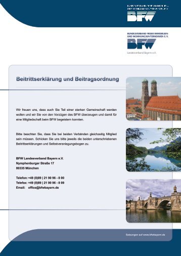 BeitrittserklÃ¤rung und Beitragsordnung - BFW Landesverband Bayern