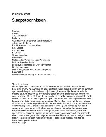 Folder slaapstoornissen - Psychologen praktijk Bosveld.