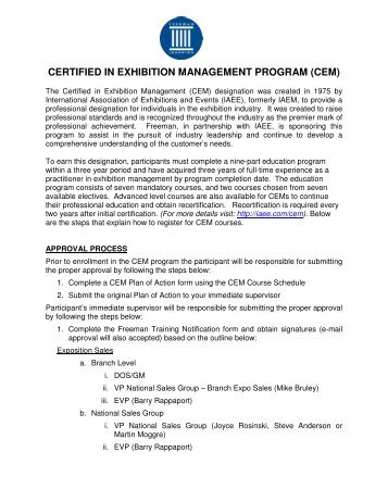 CERTIFIED IN EXHIBITION MANAGEMENT PROGRAM (CEM) - IAEE