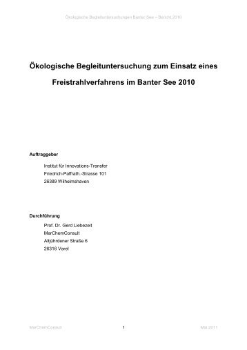 Ãkologische Begleituntersuchung zum Einsatz eines ...