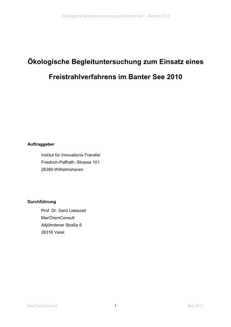 Ãkologische Begleituntersuchung zum Einsatz eines ...