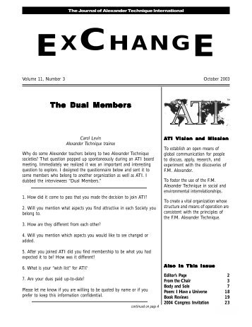 EXCHANGE - Alexander Technique International