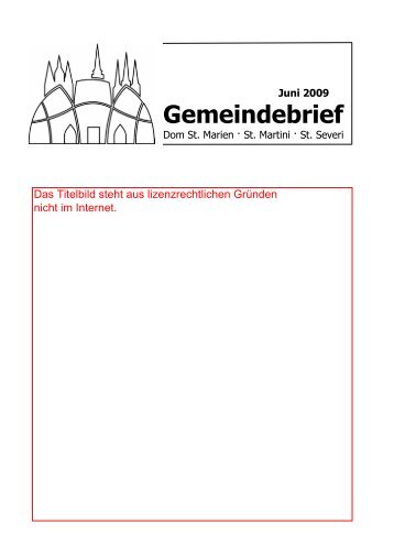 Gemeindebrief 1. Seite Juni 2009 - Erfurt, Dom St. Marien