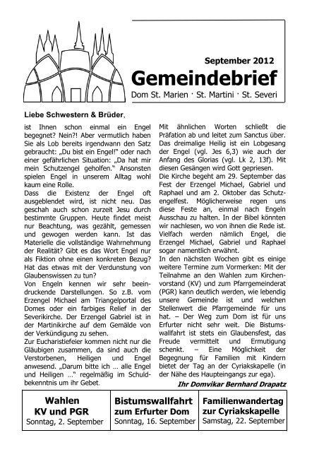 Gemeindebrief - Erfurt, Dom St. Marien