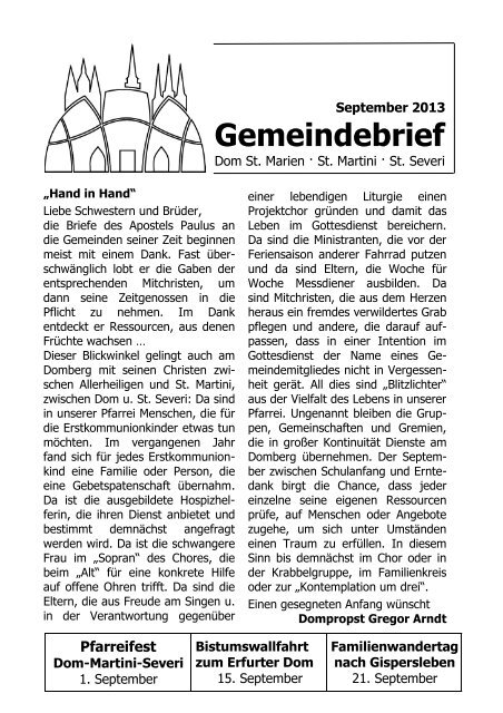 Gemeindebrief - Erfurt, Dom St. Marien