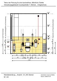 Tektur der Planung für eine barrierefreie, öffentliche Toilette