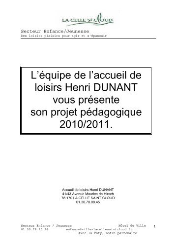 L'Ã©quipe de l'accueil de loisirs Henri DUNANT vous prÃ©sente son ...