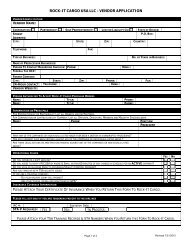 ROCK-IT CARGO USA LLC - VENDOR APPLICATION NO: Page 1 of 4