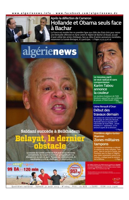 Fr-31-08-2013 - Algérie news quotidien national d'information