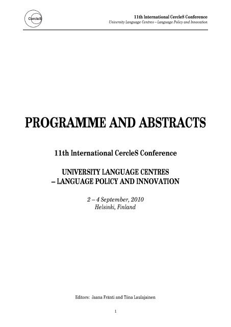 programme and abstracts - CONGREX / Blue & White Conferences Oy