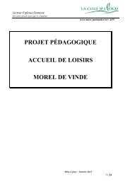 PROJET PÃDAGOGIQUE ACCUEIL DE LOISIRS MOREL DE VINDE