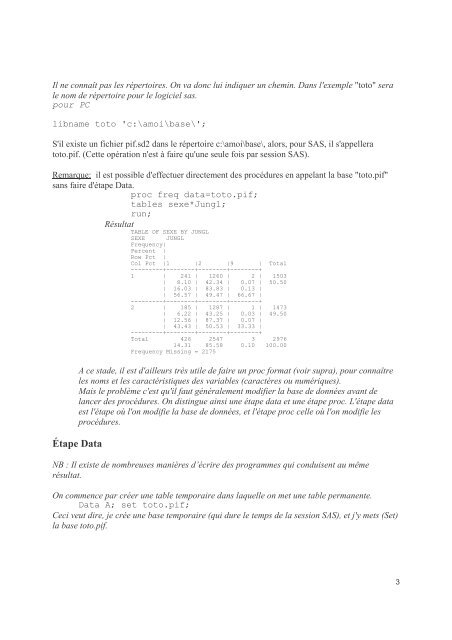 Introduction au logiciel SAS. Support de cours ... - pierrefrancois