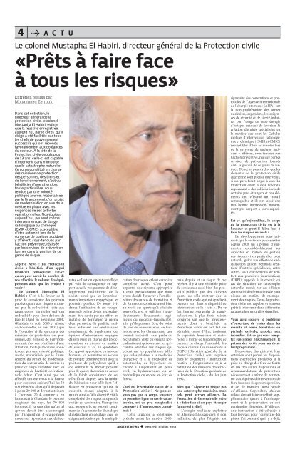 Fr-03-07-2013 - AlgÃ©rie news quotidien national d'information