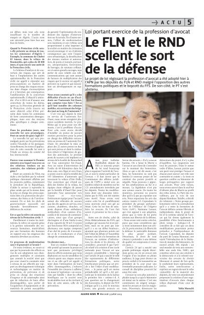 Fr-03-07-2013 - AlgÃ©rie news quotidien national d'information