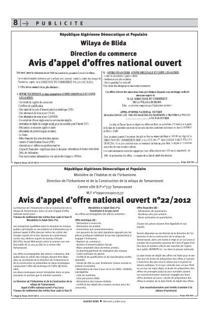 Fr-03-07-2013 - AlgÃ©rie news quotidien national d'information