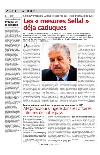 Mise en page 1 - AlgÃ©rie news quotidien national d'information