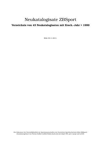 PDF Neukatalogisate 05. November 2011 - Zentralbibliothek der ...