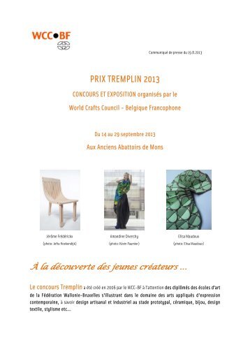 PRIX TREMPLIN 2013 - Institut National des MÃ©tiers d'Art