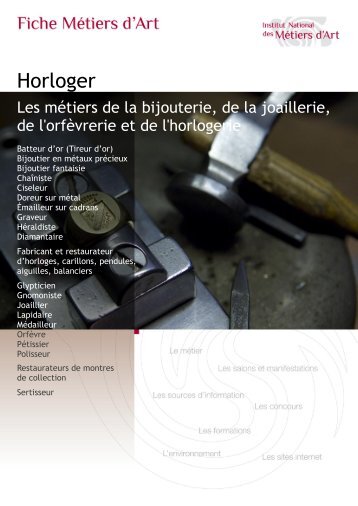 Horloger - Institut National des MÃ©tiers d'Art