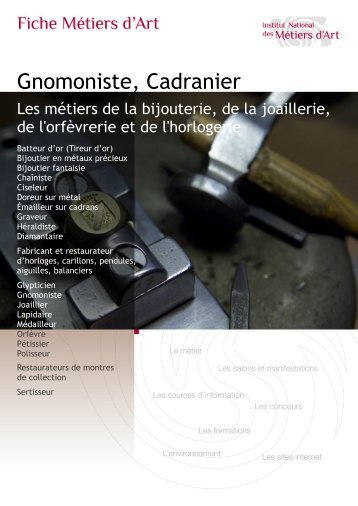 Gnomoniste, Cadranier - Institut National des MÃ©tiers d'Art