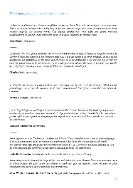 Dossier de presse 25 ans du Lavoir 4 - Institut National des MÃ©tiers ...