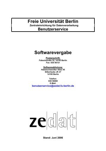 Freie Universität Berlin Softwarevergabe - Zedat - Freie Universität ...