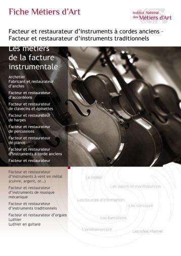 Les mÃ©tiers de la facture instrumentale - Institut National des MÃ©tiers ...