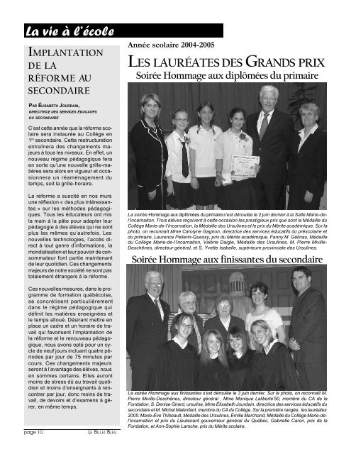 Hommage aux Dames 2005 - Le Billet Bleu - CollÃ¨ge Marie-de-l ...