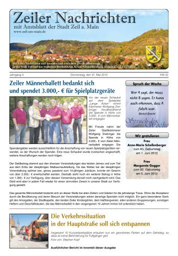 Zeiler Männerballett bedankt sich und spendet ... - Stadt Zeil am Main