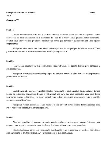 04 Francais Pdf 153kb College Notre Dame De Jamhour