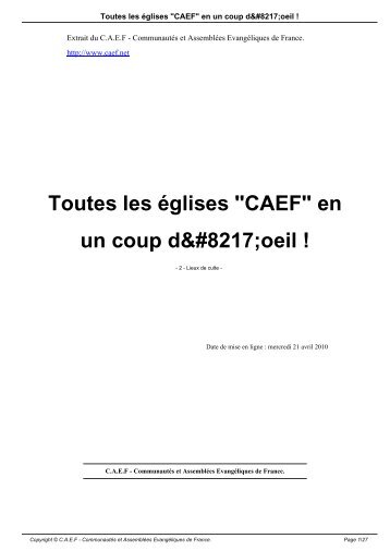 Toutes les Ã©glises "CAEF" en un coup d’oeil