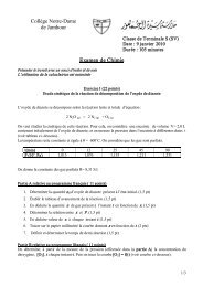 Collège NotreDame de Jamhour Examen de Chimie