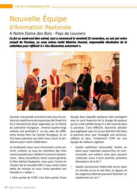 NÂ° 1 - janvier 2012 - DiocÃ¨se d'Evreux - Eglise catholique en France