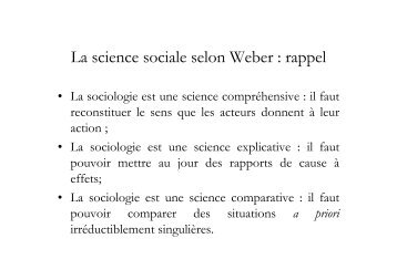 La science sociale selon Weber : rappel - pierrefrancois