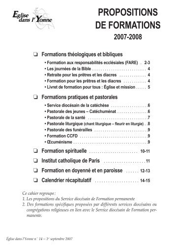 Formations 2007-2008 - DiocÃ¨se de Sens-Auxerre