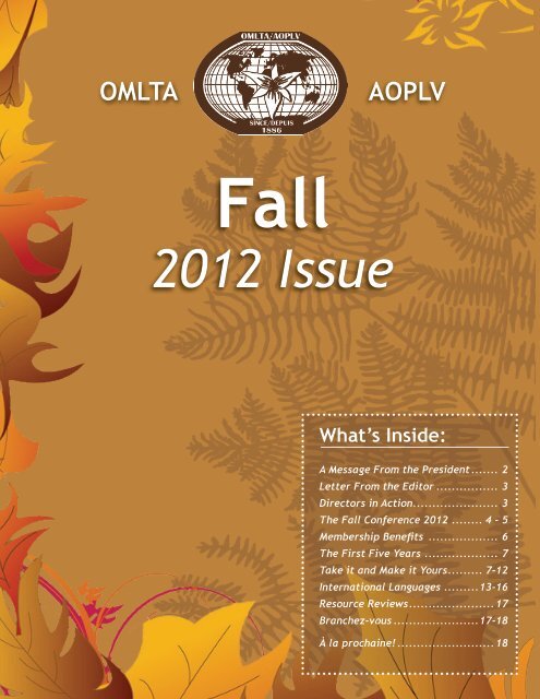 2012 Issue - Ontario Modern Language Teachers