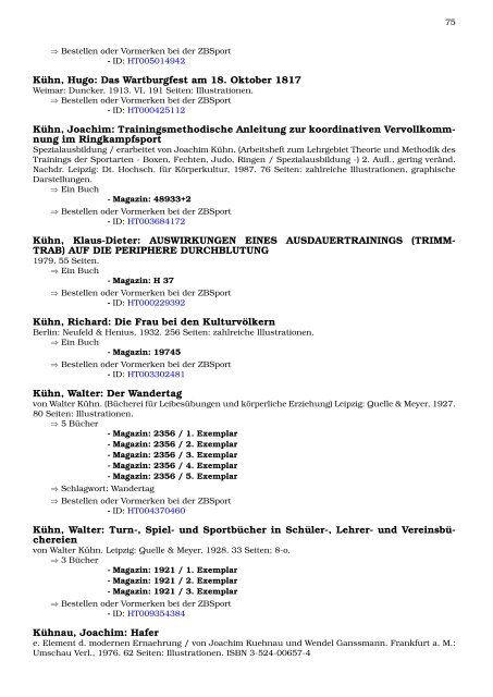 Neukatalogisate ZBSport - Zentralbibliothek der Sportwissenschaften