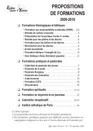PROPOSITIONS DE FORmATIONS - DiocÃ¨se de Sens-Auxerre