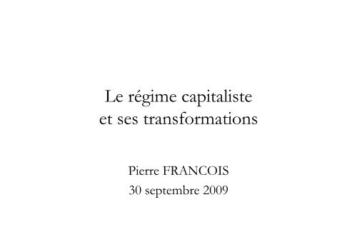 Le rÃ©gime capitaliste et ses transformations - pierrefrancois
