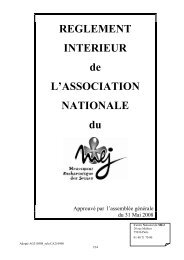 REGLEMENT INTERIEUR de L'ASSOCIATION NATIONALE du - MEJ