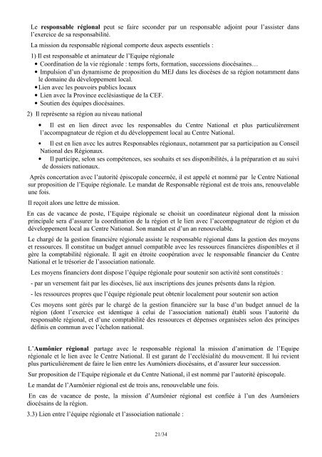 REGLEMENT INTERIEUR de L'ASSOCIATION NATIONALE du - MEJ