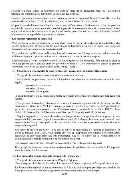 REGLEMENT INTERIEUR de L'ASSOCIATION NATIONALE du - MEJ