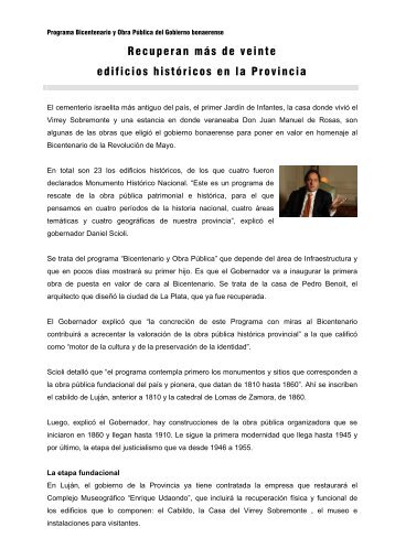 Programa Bicentenario y Obra PÃºblica del Gobierno bonaerense