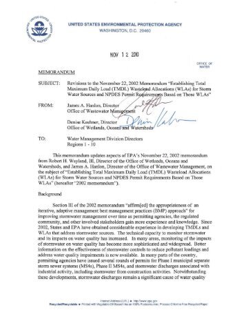 2010-11-12 EPA Memo updated TMDL guidance - revising 2002 ...