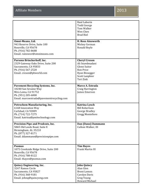 Affiliate Members - County Engineers Association of California