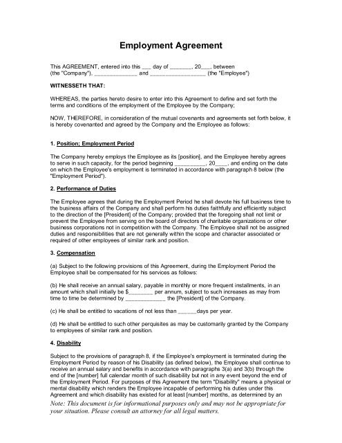Employment Agreement - FoodService Director