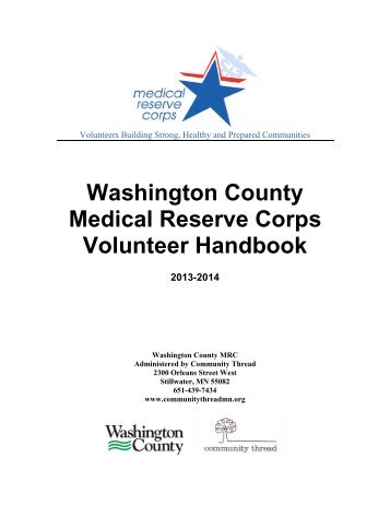 Washington County MRC Volunteer Handbook - Community Thread