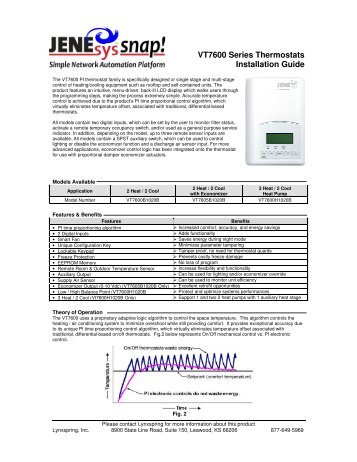 VT7600 Series Thermostats Installation Guide - Engenuity Systems ...