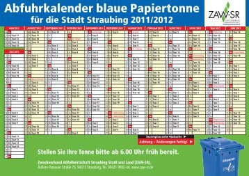 Abfuhrkalender blaue Papiertonne - ZAW-SR